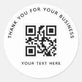 Sticker Rond Business Thank You Custom QR Code White (Devant)