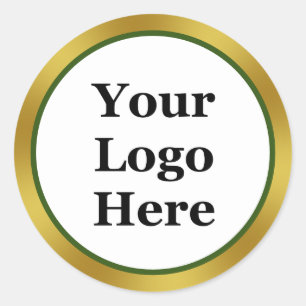 Sticker Rond Business White Green et Gold Votre logo ici