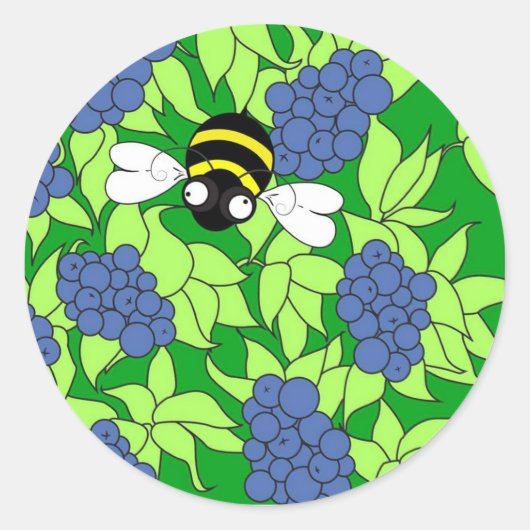 Sticker Rond Busy Busy Bee Collection - Blueberry Delight (Devant)
