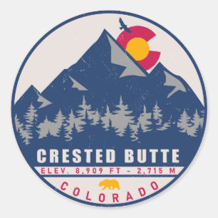 Sticker Rond Butte de Crête Colorado Retro Sunset Souvenirs