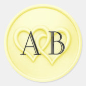 Sticker Rond Butter Two Hearts Black Initials Wedding (Devant)