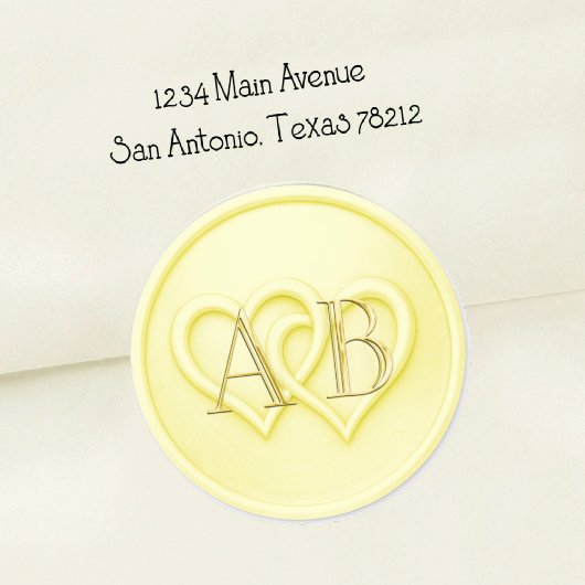 Sticker Rond Butter Two Hearts Intertwined Monogram Wedding