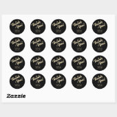 Sticker Rond Butter Yellow Black Wedding Thank You (Feuille)