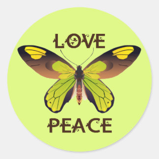STICKER ROND BUTTERFLY - AMOUR - PAIX