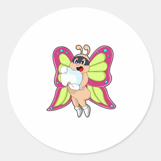 Sticker Rond Butterfly Dentist Teeth (Devant)