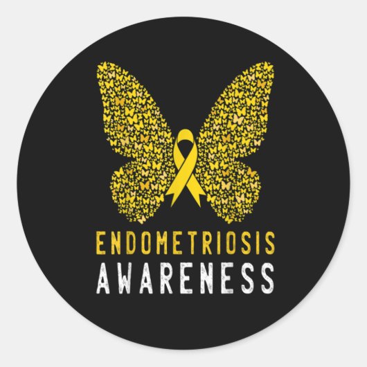 Sticker Rond Butterfly Endometriosis Awareness Month (Devant)