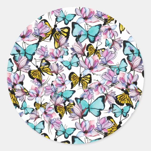 Sticker Rond Butterfly & flora pattern iPad case (Devant)