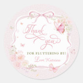 Sticker Rond Butterfly Floral Thank You Fluttering By (Devant)