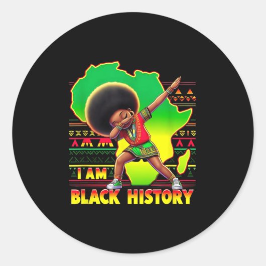 Sticker Rond Butterfly Kid Girl I Am Black History Mois Afrique (Devant)
