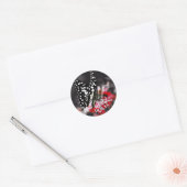 Sticker Rond Butterfly on Red Flower (Enveloppe)