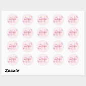 Sticker Rond Butterfly Pink Bow Baby Shower  (Feuille)