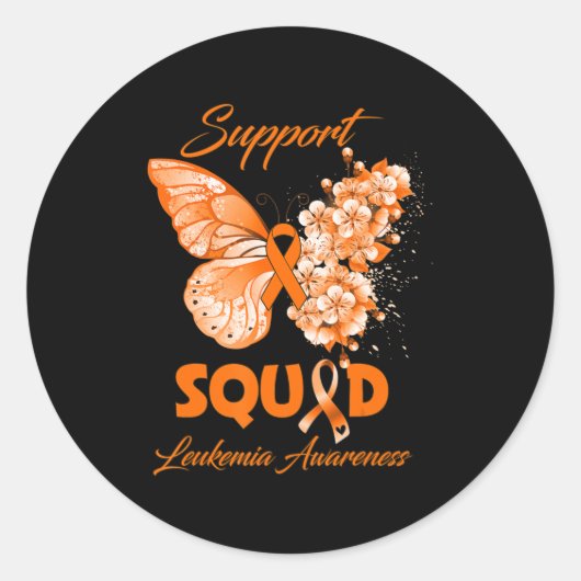 Sticker Rond Butterfly Support Squad Leukemia Awareness  (Devant)