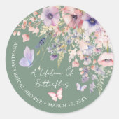 Sticker Rond Butterfly Wildflower Bridal Shower (Devant)