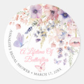 Sticker Rond Butterfly Wildflower Bridal Shower (Devant)