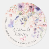 Sticker Rond Butterfly Wildflower Bridal Shower (Devant)