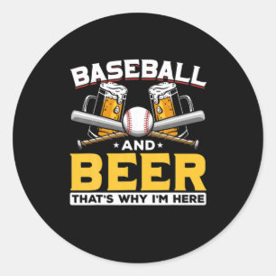 Sticker Rond Buveur de bière Baseball Humour sur la bière Anniv
