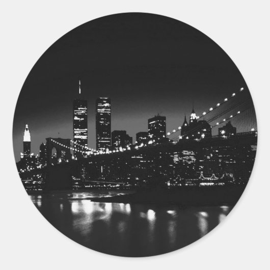 Sticker Rond BW New York City la nuit (Devant)