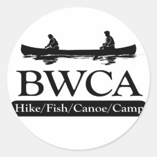 Sticker Rond BWCA / Randonnée en canoë de poisson