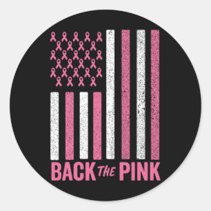 Sticker Rond Byck Pink Breast Cancer Awareness Flag Hommes Femm