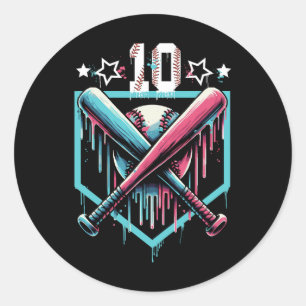 Sticker Rond Bysebyll Drip 10e anniversaire garçons numéro 10 j