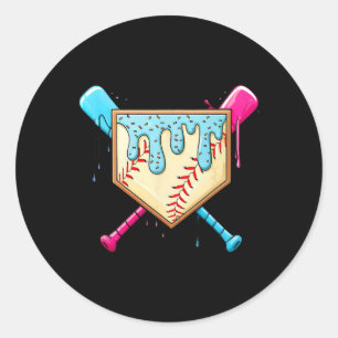 Sticker Rond Bysebyll Game Day Home Plate Ice Cream Drip Avec S