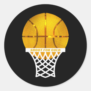 Sticker Rond Bysketbyll Byll Hoop Net Mvp Player Award Slam Dun