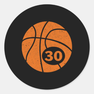 Sticker Rond Bysketbyll Joueur Jersey Numéro 30 Trente Graphiqu