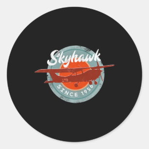 Sticker Rond C172 Skyhawk Avion Vintage Rétro Pilote en Vol Cad