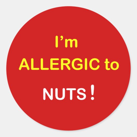 Sticker Rond c2 - Je suis allergique - NUTS. (Devant)