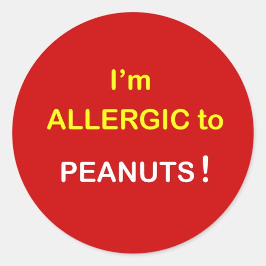Sticker Rond c8 - Je suis allergique - PEANUTS. (Devant)