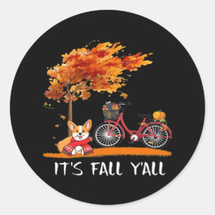 Sticker Rond C’est automne Y’all Cardigan Dog Conception automn