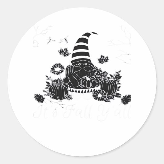 Sticker Rond C’est automne Y’all Citrouille Gnome Autumn Tree H (Devant)