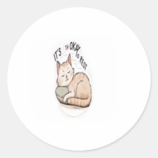 Sticker Rond "C’est bon de se reposer - Minuscule chat qui dort