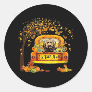 Sticker Rond C’est l’automne Y’all Goldendoodle Thanksgiving Ci