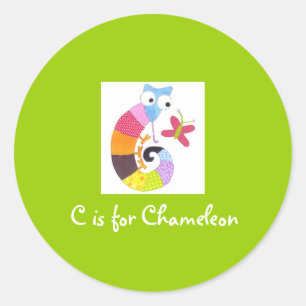 Sticker Rond C est pour le caméléon