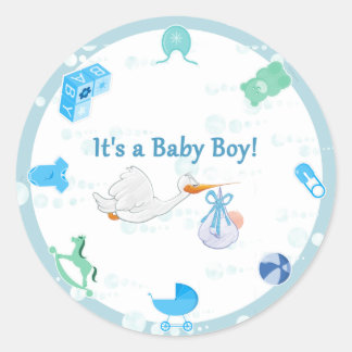 Sticker Rond C’est un garçon - Baby shower personnalisé