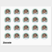 Sticker Rond C’est un garçon naissance bébé polkadot photo fair (Feuille)