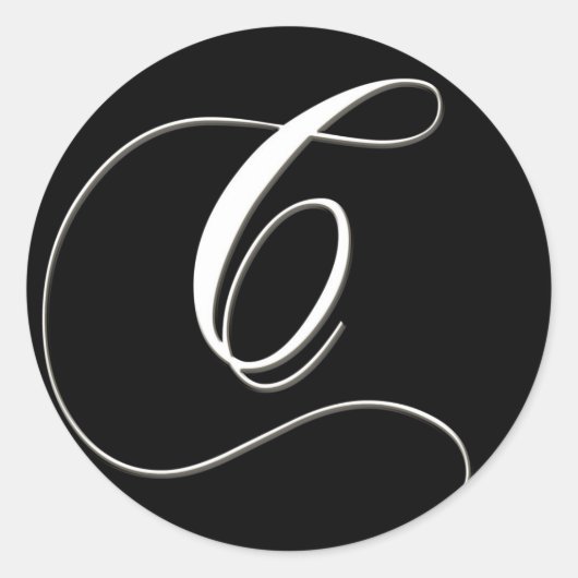 Sticker Rond C monogramme - élégant noir et blanc (Devant)