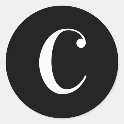 Sticker Rond C monogramme, texte blanc sur noir (Devant)