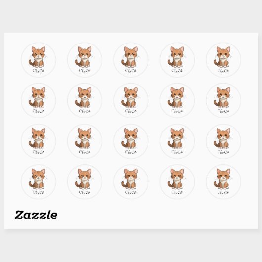 Sticker Rond C pour le chat (Feuille)