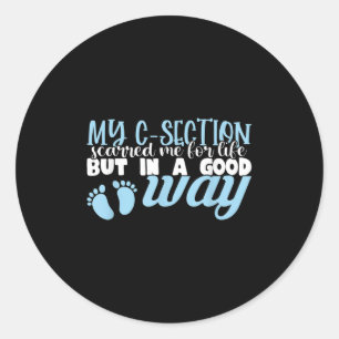 Sticker Rond C-section Césarienne Nouvelle Maman De Bébé Garçon
