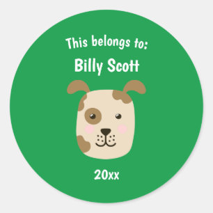 Sticker Rond Ça fait partie du retour à l'école chiot chien vis