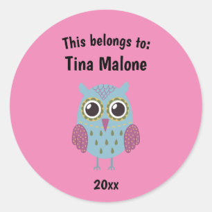 Sticker Rond Ça fait partie du retour à l'école Chouette bleue