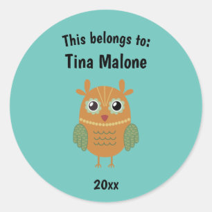 Sticker Rond Ça fait partie du retour à l'école Chouette Brown