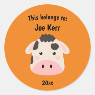 Sticker Rond Ça fait partie du retour à l'école Cute Cow Orange