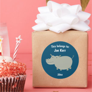 Sticker Rond Ça fait partie du retour à l'école mignon Hippo Tu