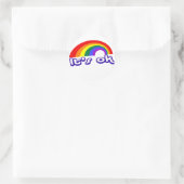 Sticker Rond "Ça va" avec l'arc en ciel (Sac)