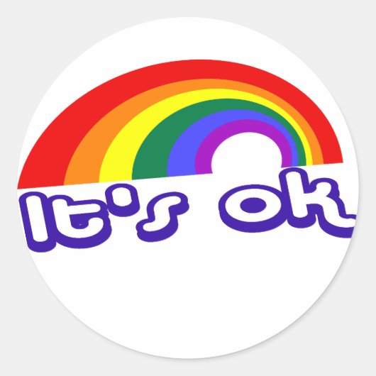 Sticker Rond "Ça va" avec l'arc en ciel (Devant)