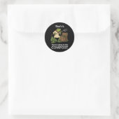 Sticker Rond Ça va dans le compost Frog Jardinage Drôle (Sac)