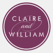 Sticker Rond Cabernet Plum Mariage personnalisé (Devant)